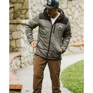 Coalatree Packable Camper Hooded Jacket Gray Men’s size Small Eco Camping Hiking